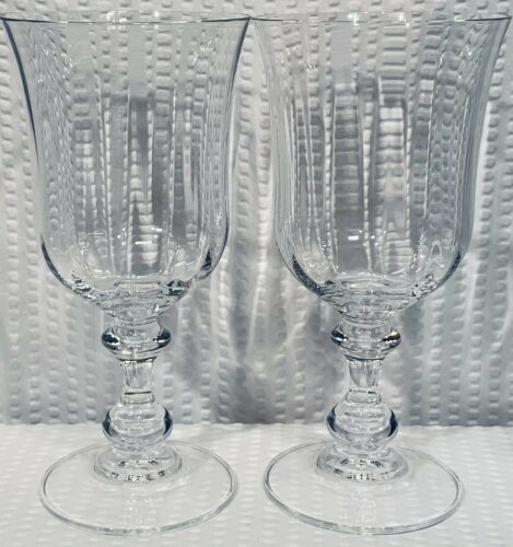 Lot Of 2 ~ Mikasa French Countryside Water Goblet &wine Glasses Optic ~ Mint
