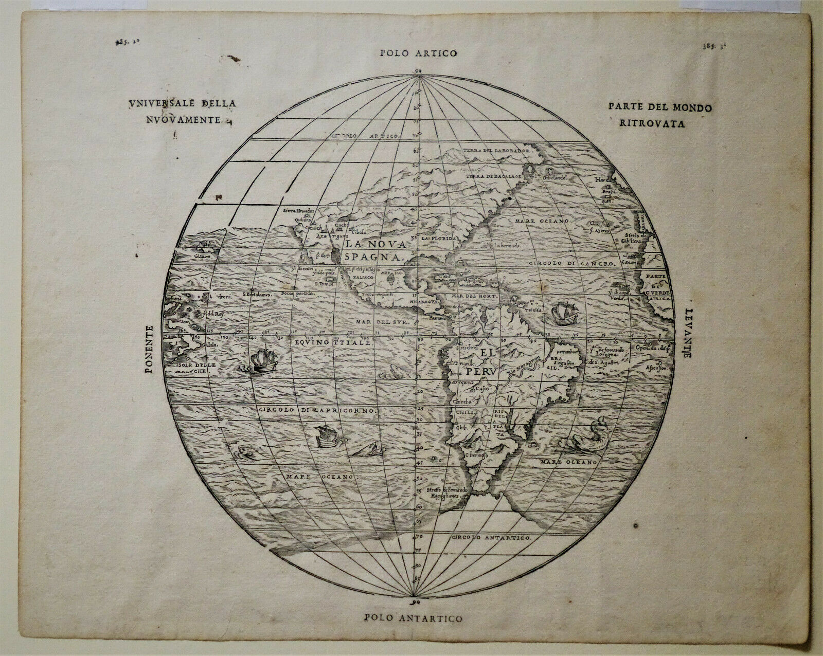 1606 Genuine Antique Earliest Western Hemisphere Map Of N. & S. America. Ramusio