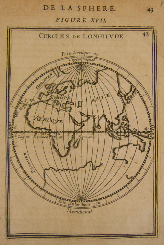 1683 Genuine Antique Map Eastern Hemisphere. Early Longitude Lines. A M Mallet