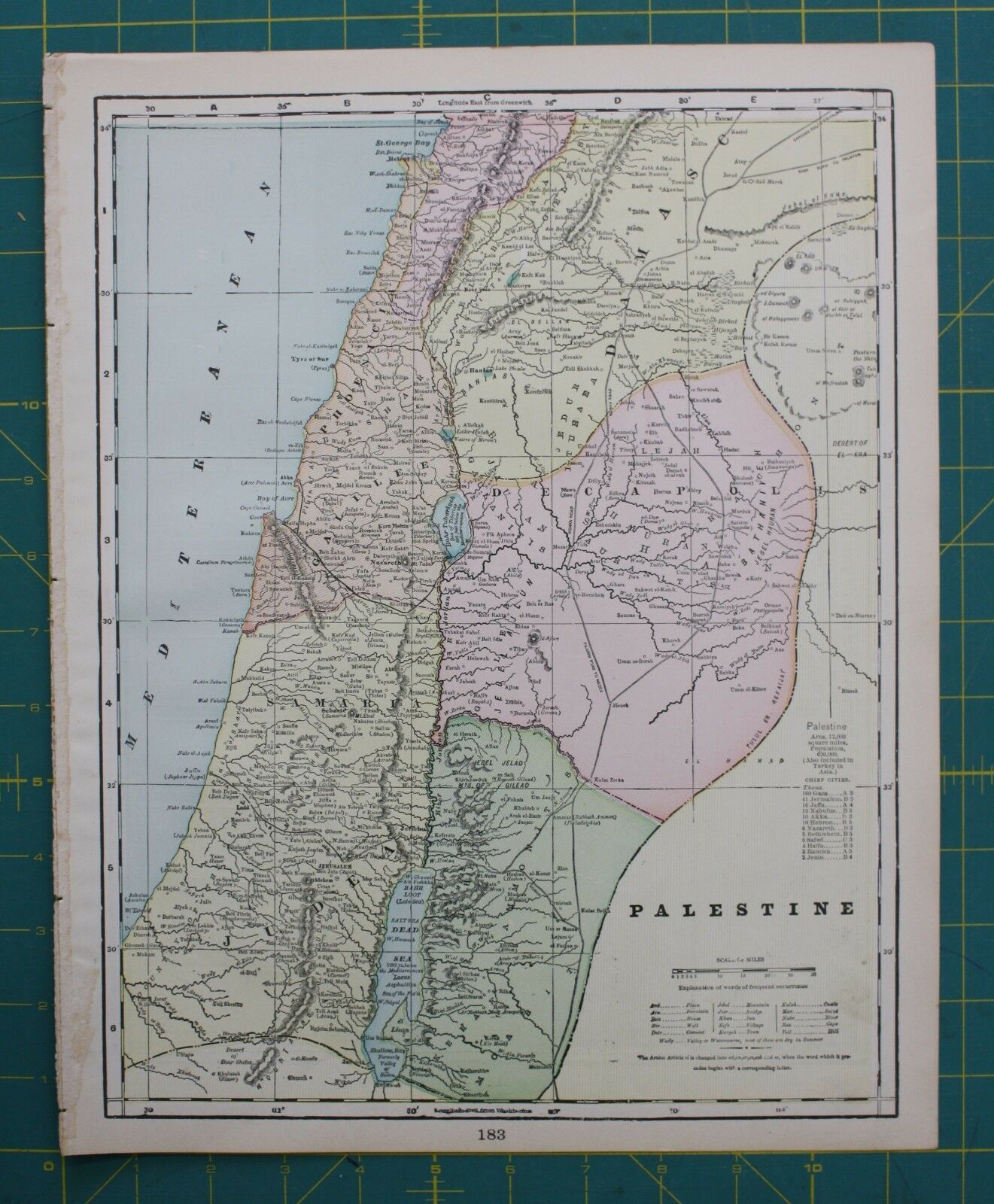 Palestine Vintage Original 1897 Cram's World Atlas Map Lot