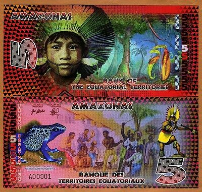Equatorial Territories, Amazonas (brazil), 5 E Francs, Polymer, 2014, Unc