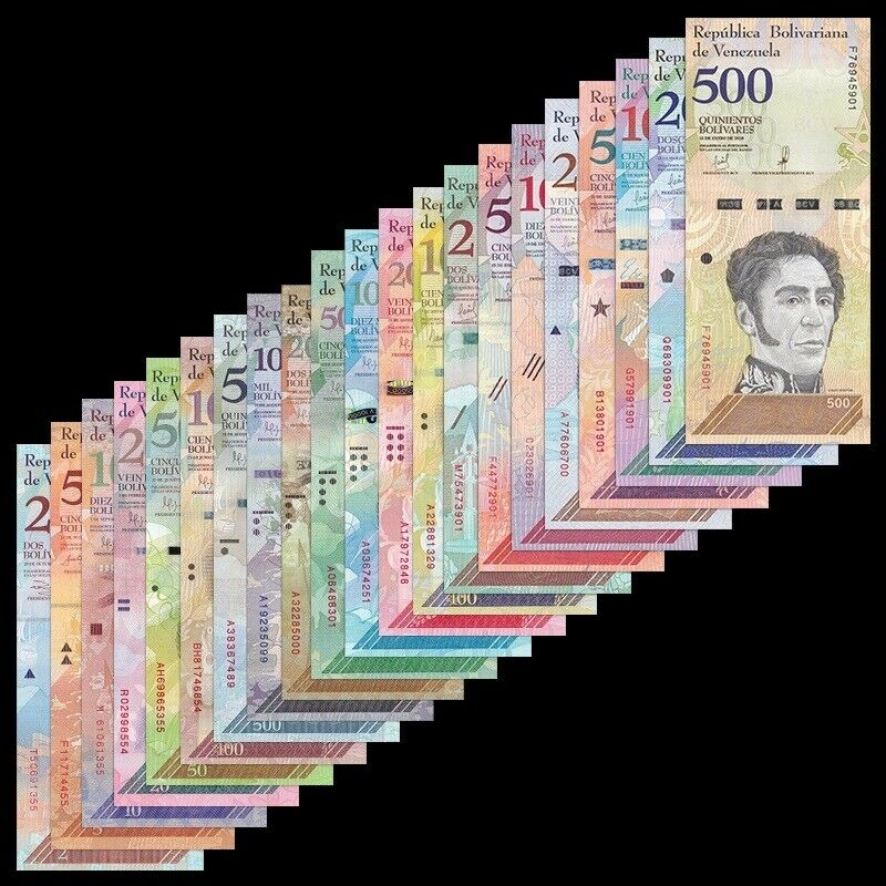 Venezuela Full Set 21 Pcs, 2 - 100,000 Bolivares, 2-500 Soberanos 2007-2019,unc