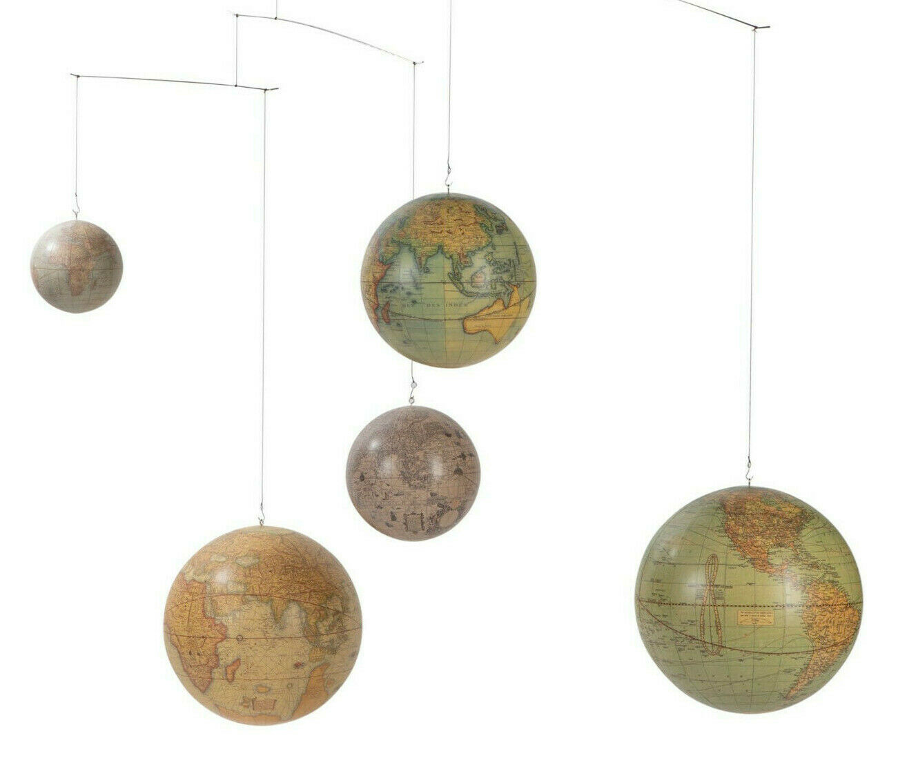 Old World Terrestrial Globe Mobile Hanging Decor Mercator Hondius Vaugondy Weber