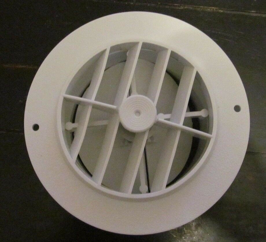 5 1/2" Face 4" Back White Round Rotaire Grille Damper Heat Ac Register Vent Rv