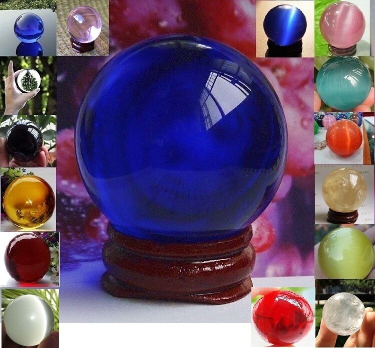Crystal Ball Quartz Magic Healing Sphere 30mm 40mm Free Stand 20 Color Choice!!